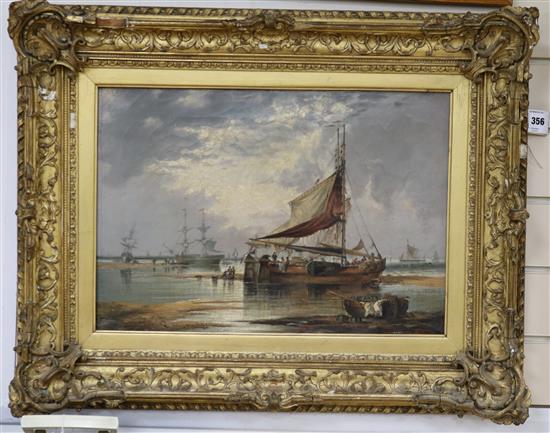 19th century Dutch School Shipping along the Dutch coast 14 x 20in.